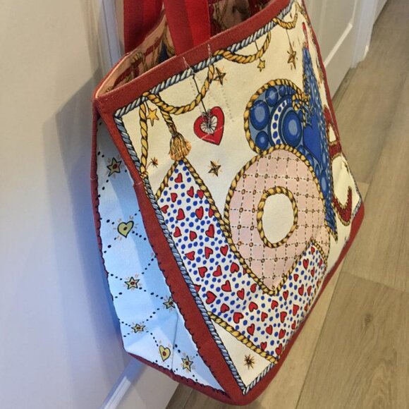 Brighton "Celebrate Holiday" Canvas Tote Bag Multicolor Christmas Ornaments NWT - Picture 2 of 5